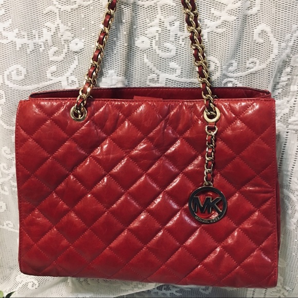 Michael Kors Susannah Dk Red LG Leather Tote bag - Picture 1 of 8